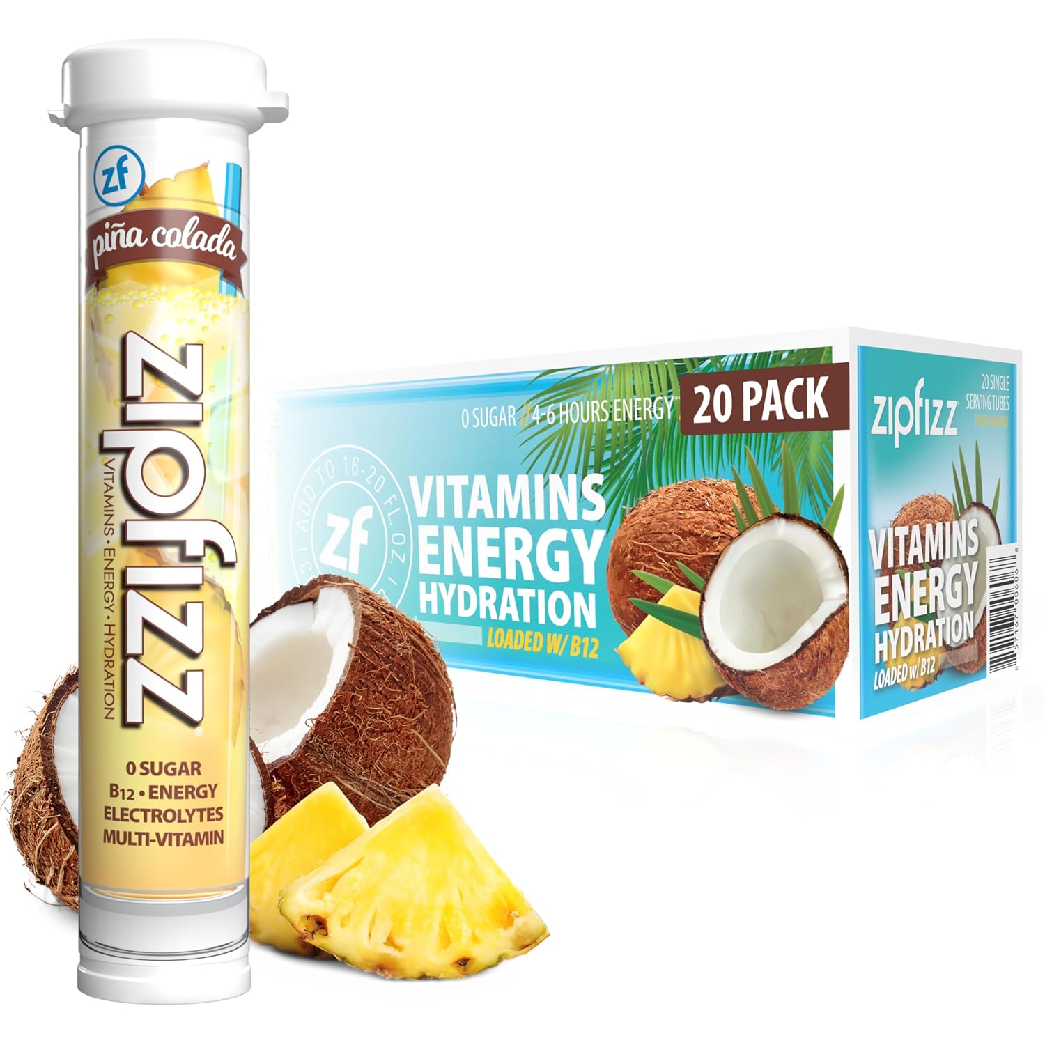 Zipfizz Energy Drink Powder, 20 Pack B12 Electrolyte - Pink Lemonade | Hydration tubes with vitamin drink benefits, 100mg caffeine, B12, electrolytes, & no artificial sugar for active lifestyle