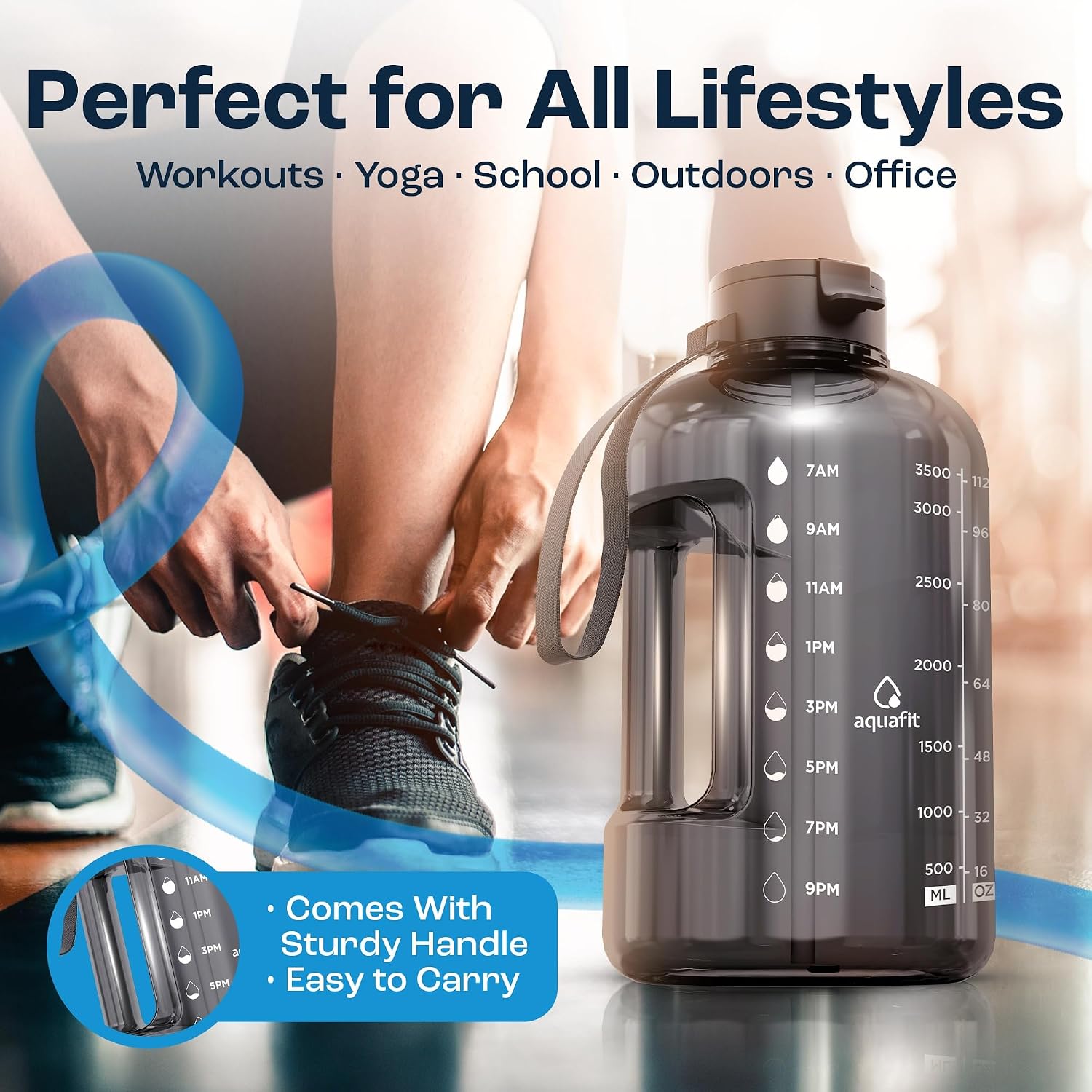 AQUAFIT 1 Gallon Water Bottle with Time Marker
