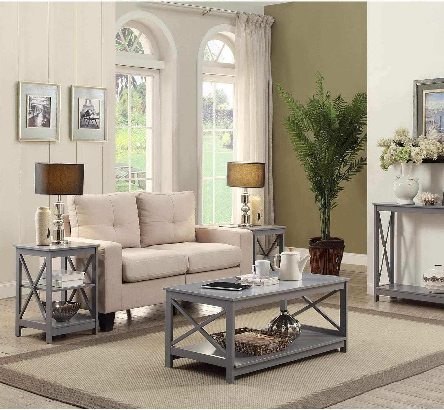 Convenience Concepts Oxford End Table 15.75" - Modern Living Room Table with Storage Shelves, Transitional Nightstand Side Table for Home Decor and Display, Espresso