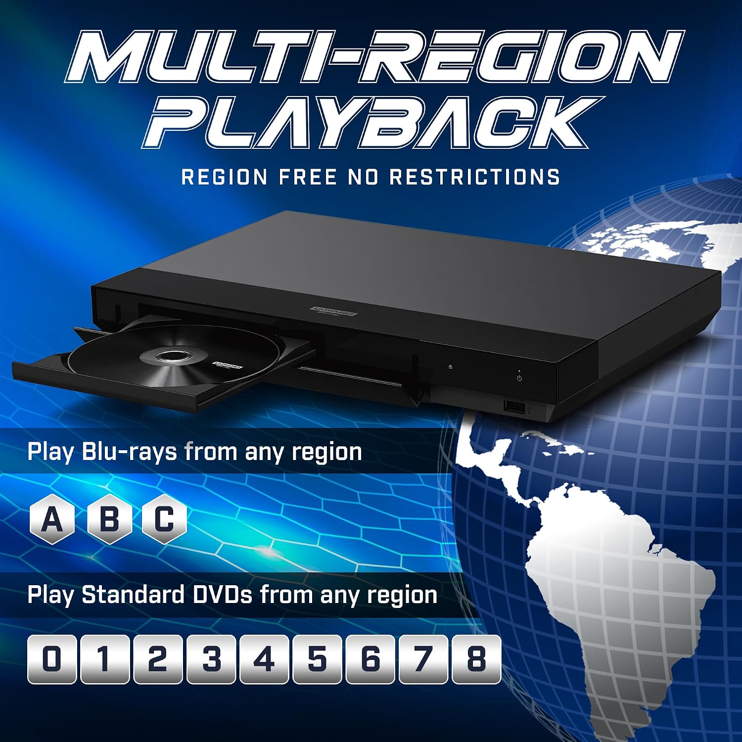 Region Free Blu-ray Player Compatible with Sony BDP-S1700 Multi Region Code Free | Blu-ray Regions A, B, C | DVD Regions 0-8 with Dynastar 6FT HDMI Bundle