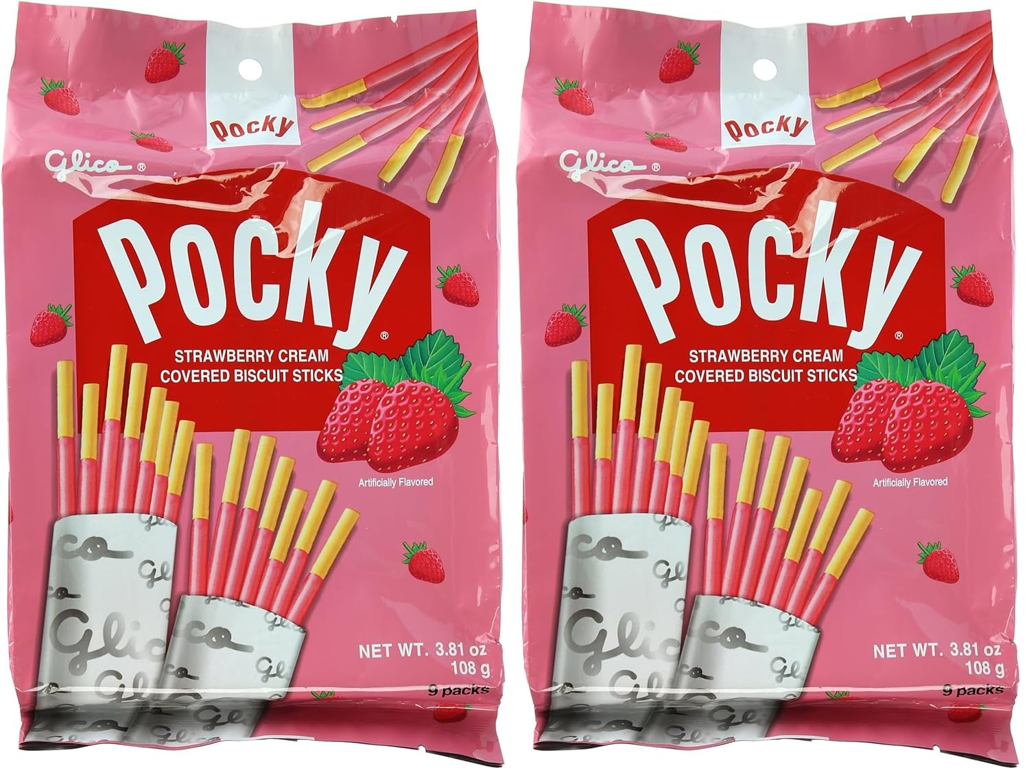 Glico Pocky, Chocolate Cream Covered Biscuit Sticks (9 Individual Bags), 4.13 oz