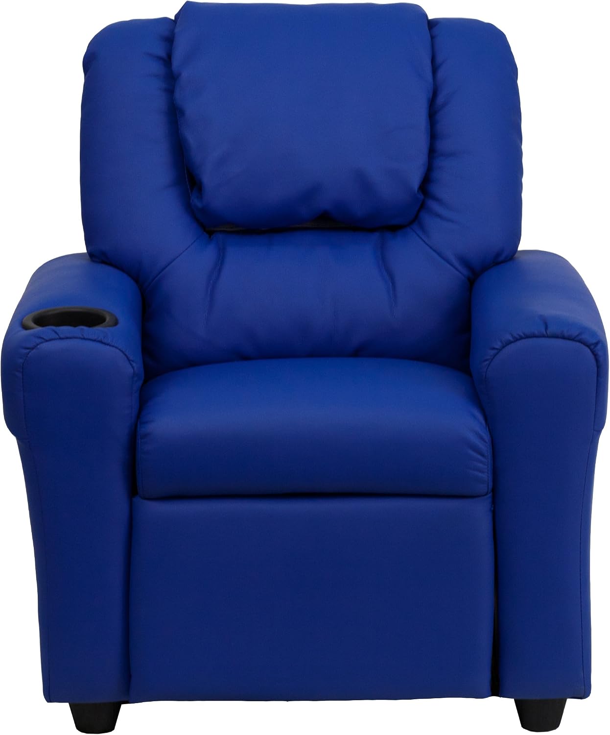 Flash Furniture Vana LeatherSoft Kids Recliner with Cup Holder, Headrest, and Safety Recline, Contemporary Reclining Chair for Kids, Supports up to 90 lbs., Brown | Manual Recline, Padded Seat and Back, Child-Friendly Design, Safety Recline Feature