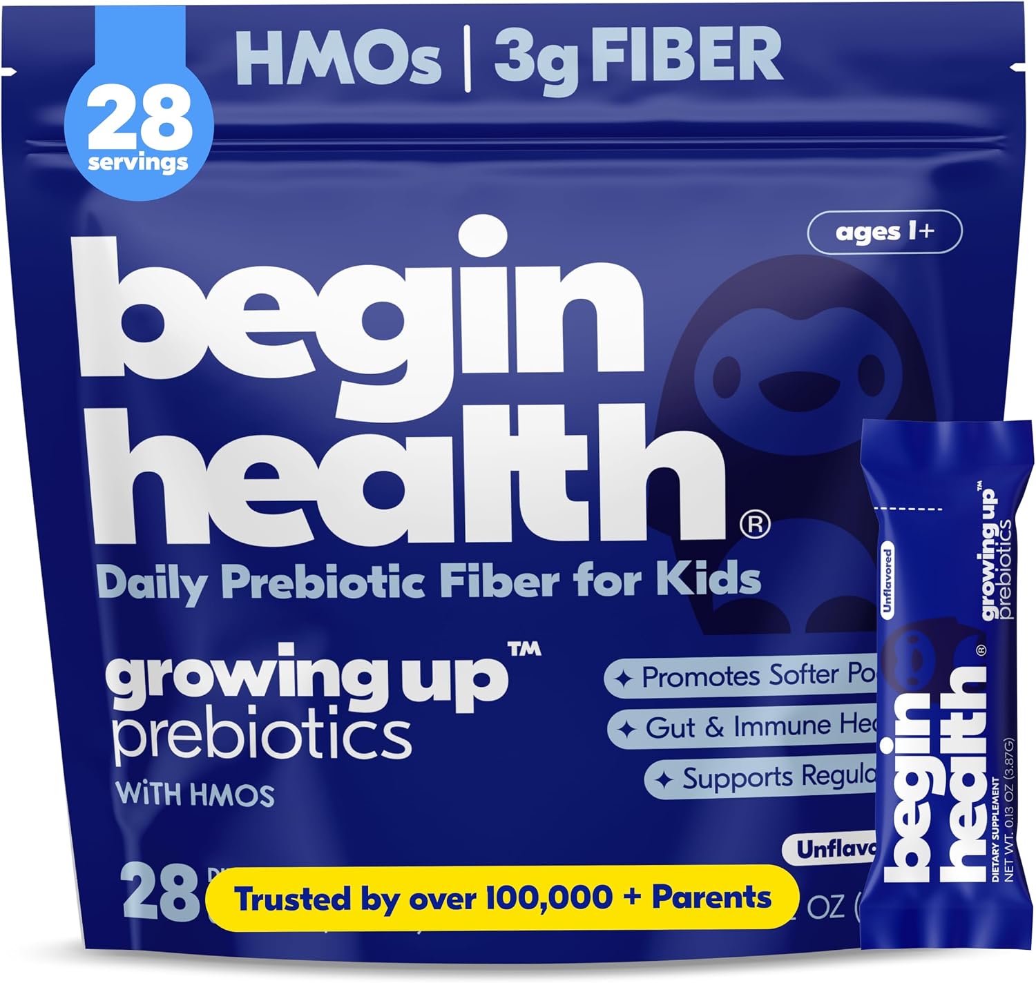 Begin Health Beginbaby® Prebiotics and Probiotics for Infants 0-12 Months | Baby Formula Prebiotic + Probiotic Powder with 2'-FL HMO's & B. Infantis for Optimal Digestion | 28-Packs - Unflavored