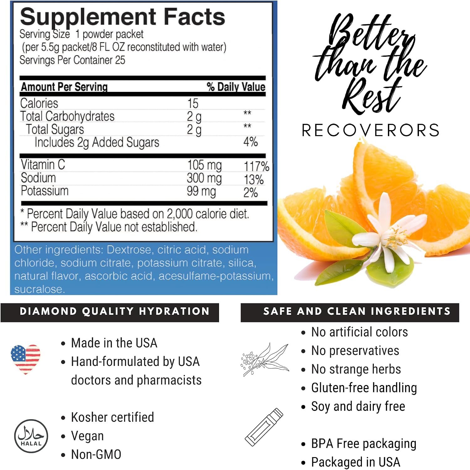 8 in 1 Electrolyte Powder & Vitamin C Defense Hydration, Dual Keto Food Friendly & Potassium Supplement Booster