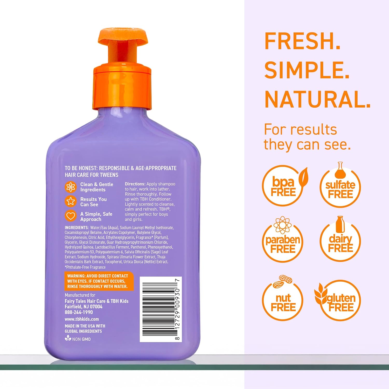 TBH Teen & Kids Shampoo - Lightweight and Detangling Hydrating Hair Shampoo for Dry, Oily, Fine, Curly