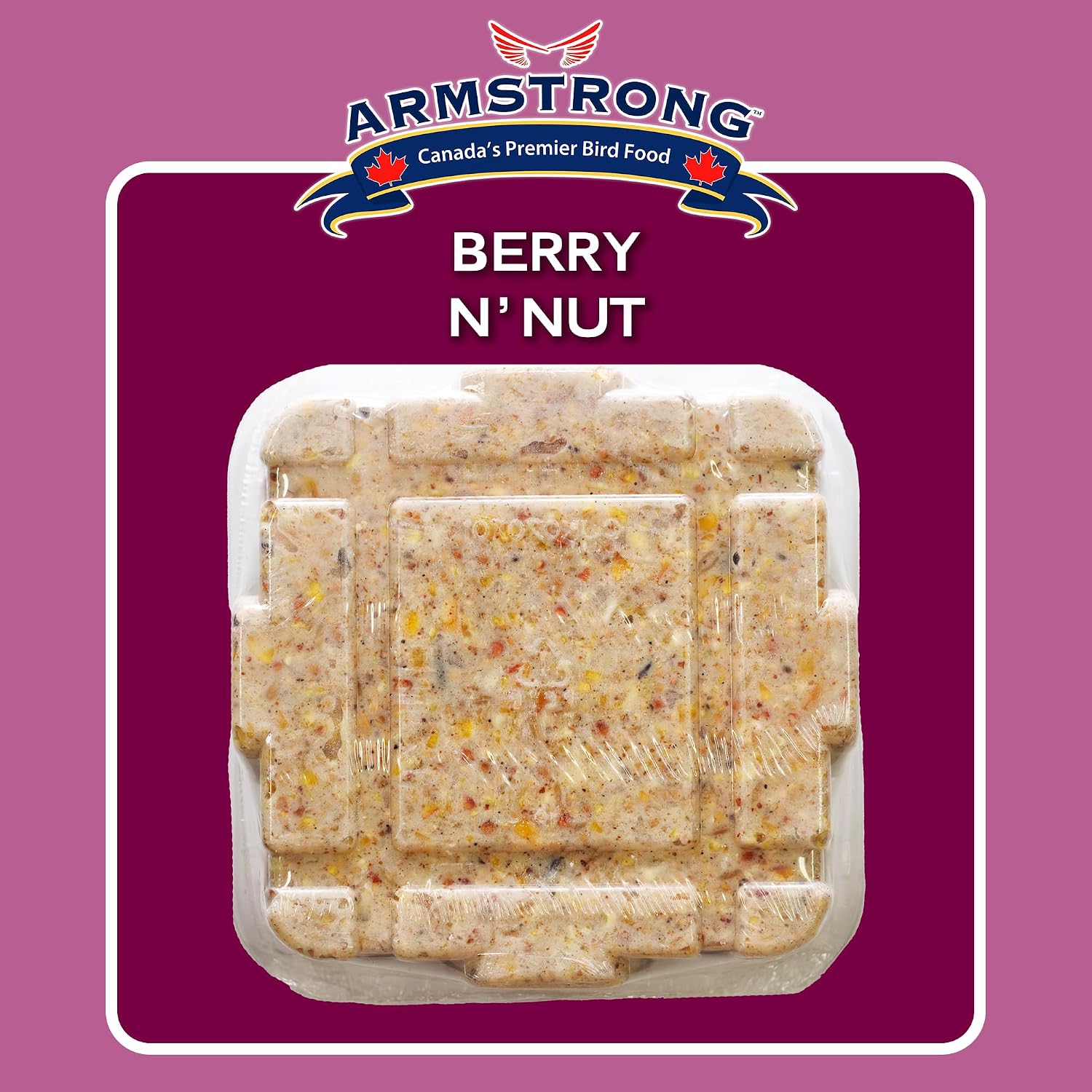 Armstrong Wild Bird Food Berry N' Nut Suet Cake, 11.3 Ounces (Pack of 3) - with Cut Corn, Rendered Beef Fat, White Millet