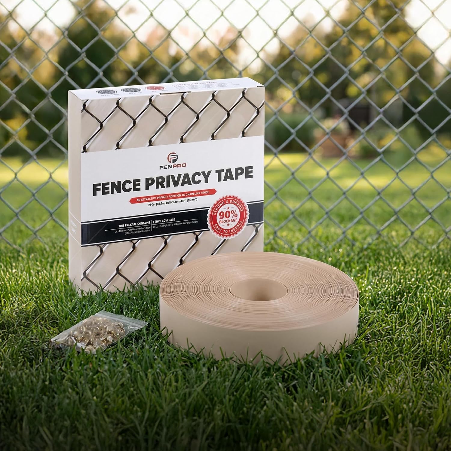 Chain Link Fence Privacy Tape 250 ft (40 SqFt) (Arctic White) | Gardening, Outdoor Wall, Balcony, Patio, Yard, Injury Prevention, Safety Fence Cover for Dog, Other Pet Hedge Slats