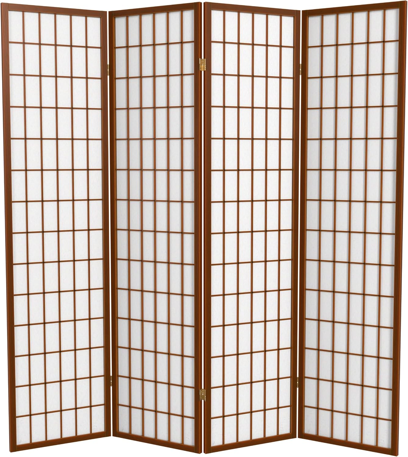 Red Lantern 6 ft. Tall Window Pane Shoji Screen - Walnut - 5 Panels
