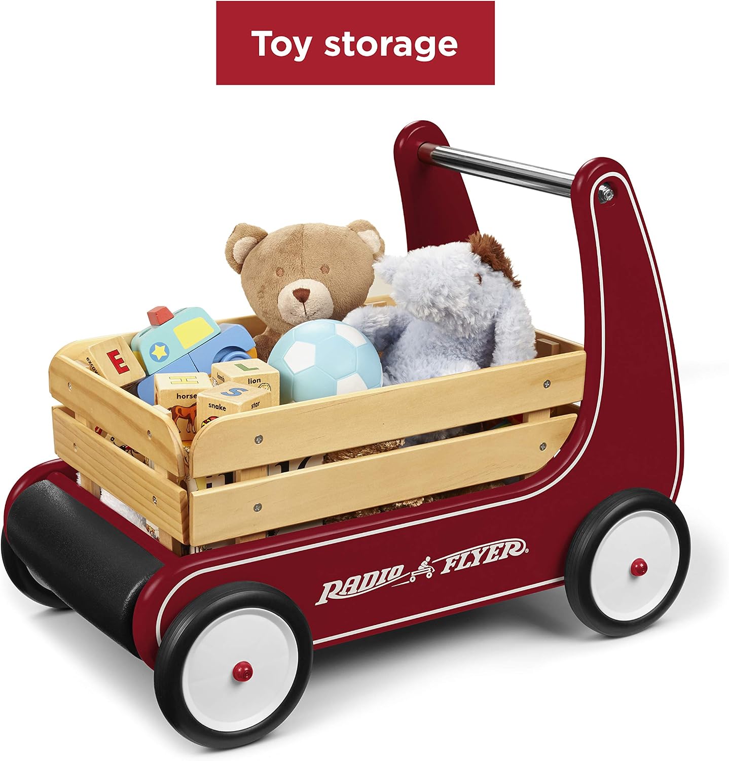 Radio Flyer Classic Walker Wagon, for Kids 1-4 Years Old, Red | Resistance Clickers to Control Speed, Baby Push Walker with Furniture Bumper, For Indoor Play