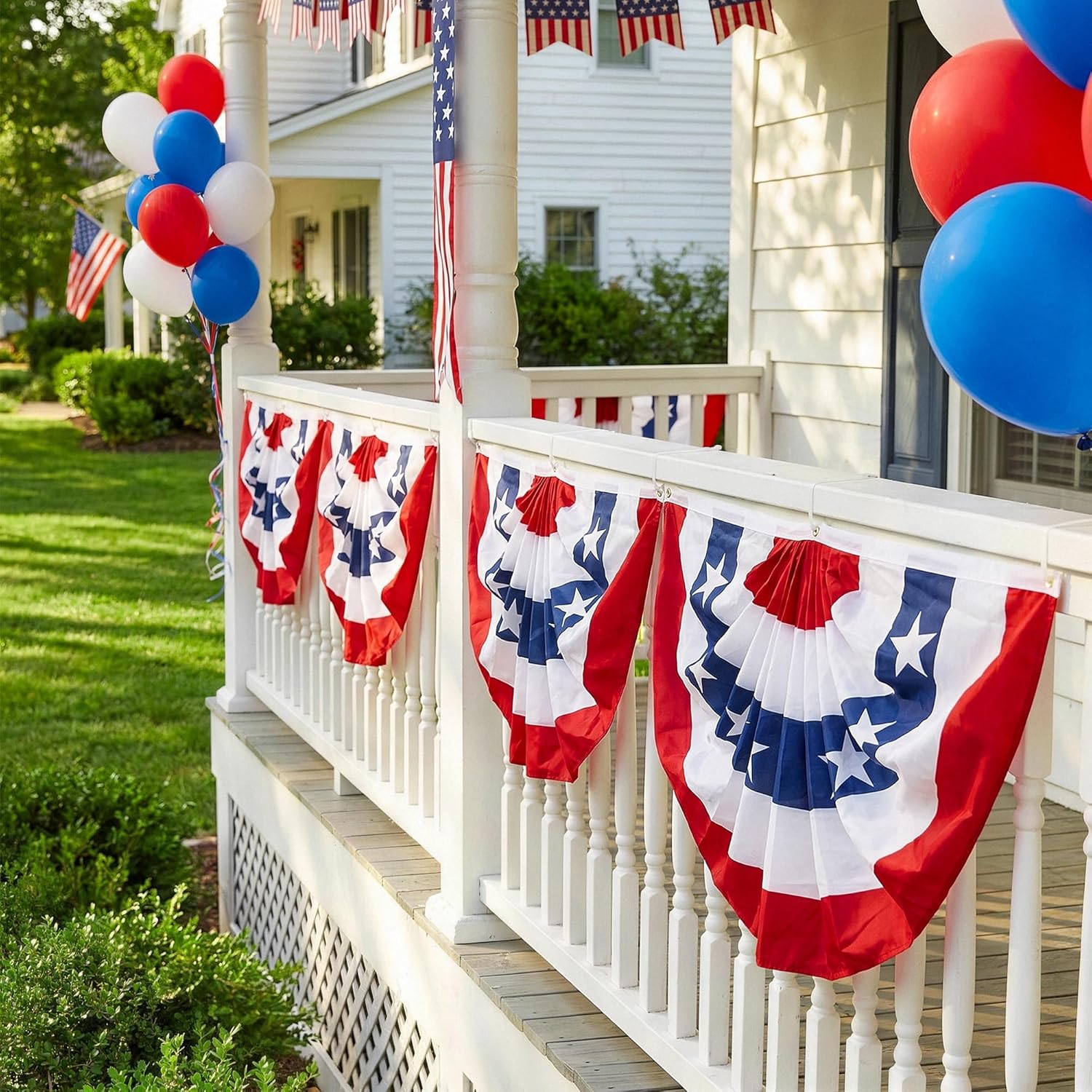 HOOSUN 4th Of July Decorations, American Flag Bunting for Outside, 3x6 Ft Fourth of July Bunting Patriotic Memorial Day Decor