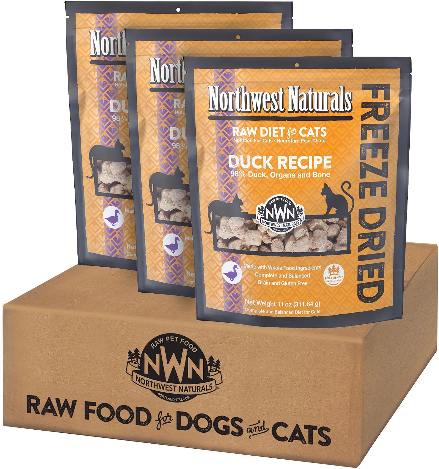 Northwest Naturals Freeze-Dried Turkey Cat & Kitten Food – Bite-Sized Nibbles – Healthy, Limited, Human-Grade Ingredients, All-Natural, High-Protein Raw Diet – Complete & Balanced, Made in USA, 11 oz