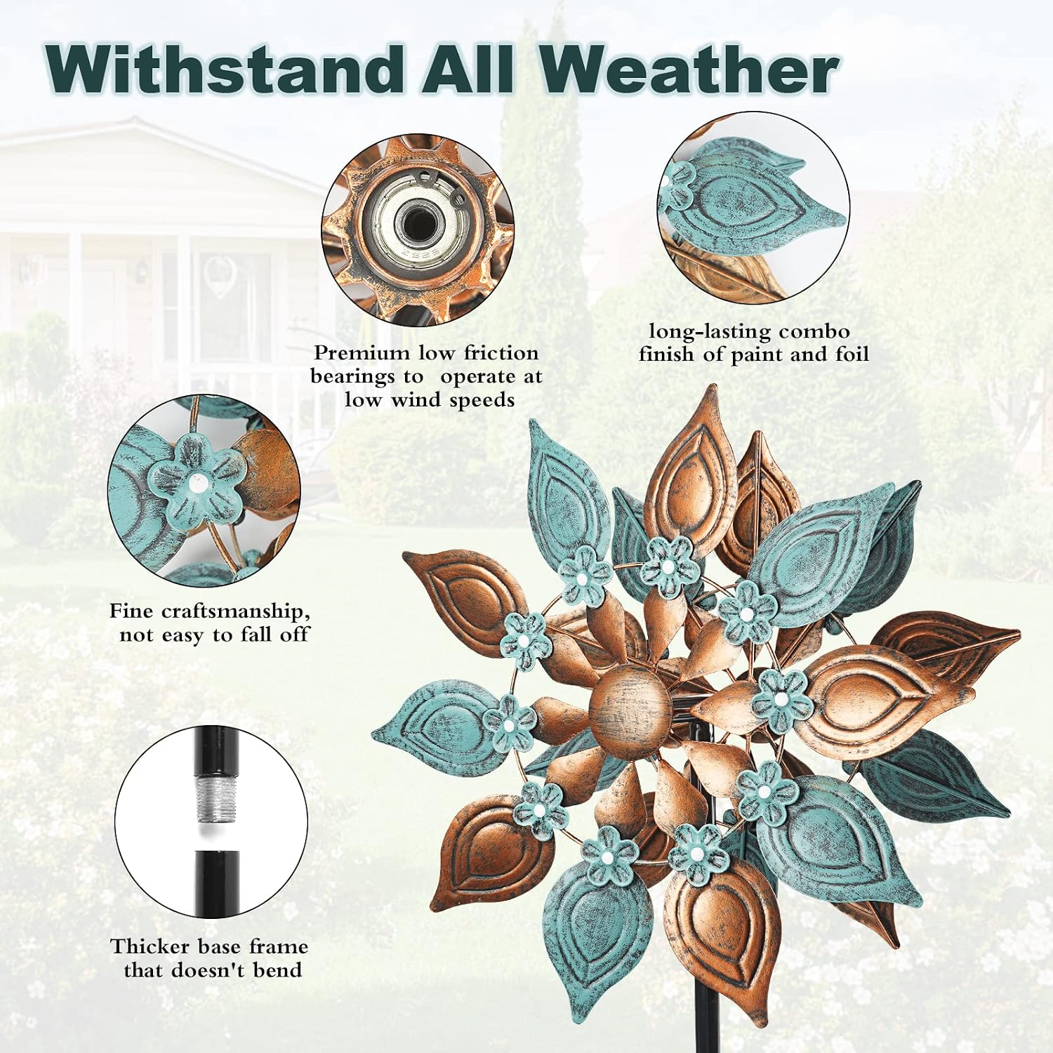 DECOROCA Kinetic Wind Spinners Outdoor - Large Metal Wind Sculptures