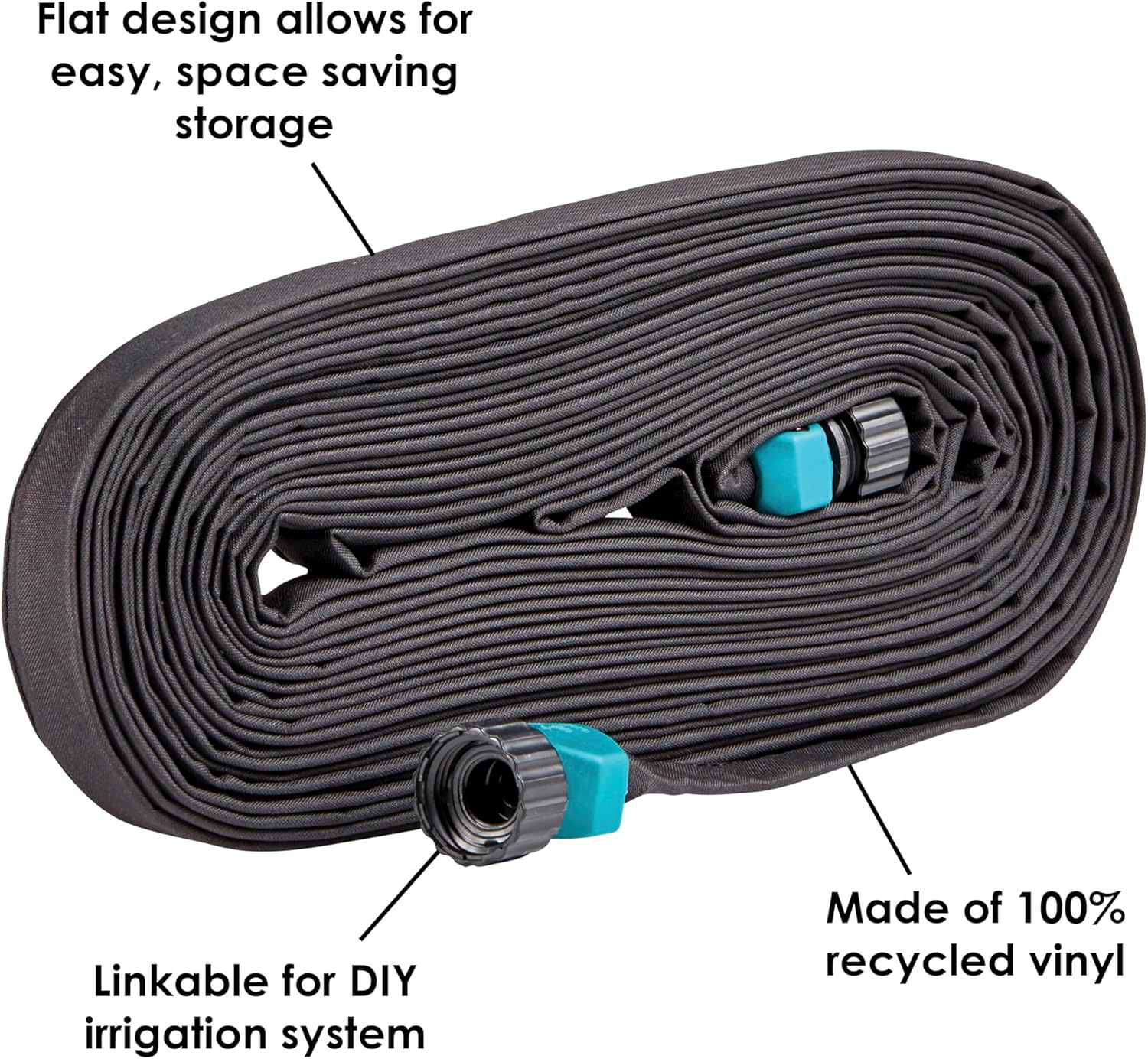 Gilmour 50' Black Flat Weeper Soaker Hose for Garden Beds, Drip Irrigation Outdoor Hose, Flexible Garden Hose for Vegetable Gardens, Flower Beds