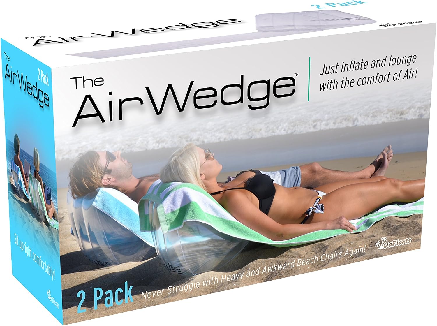 GoFloats AirWedge Inflatable Beach Chair - Relax with The Comfort of Air (2-Pack)