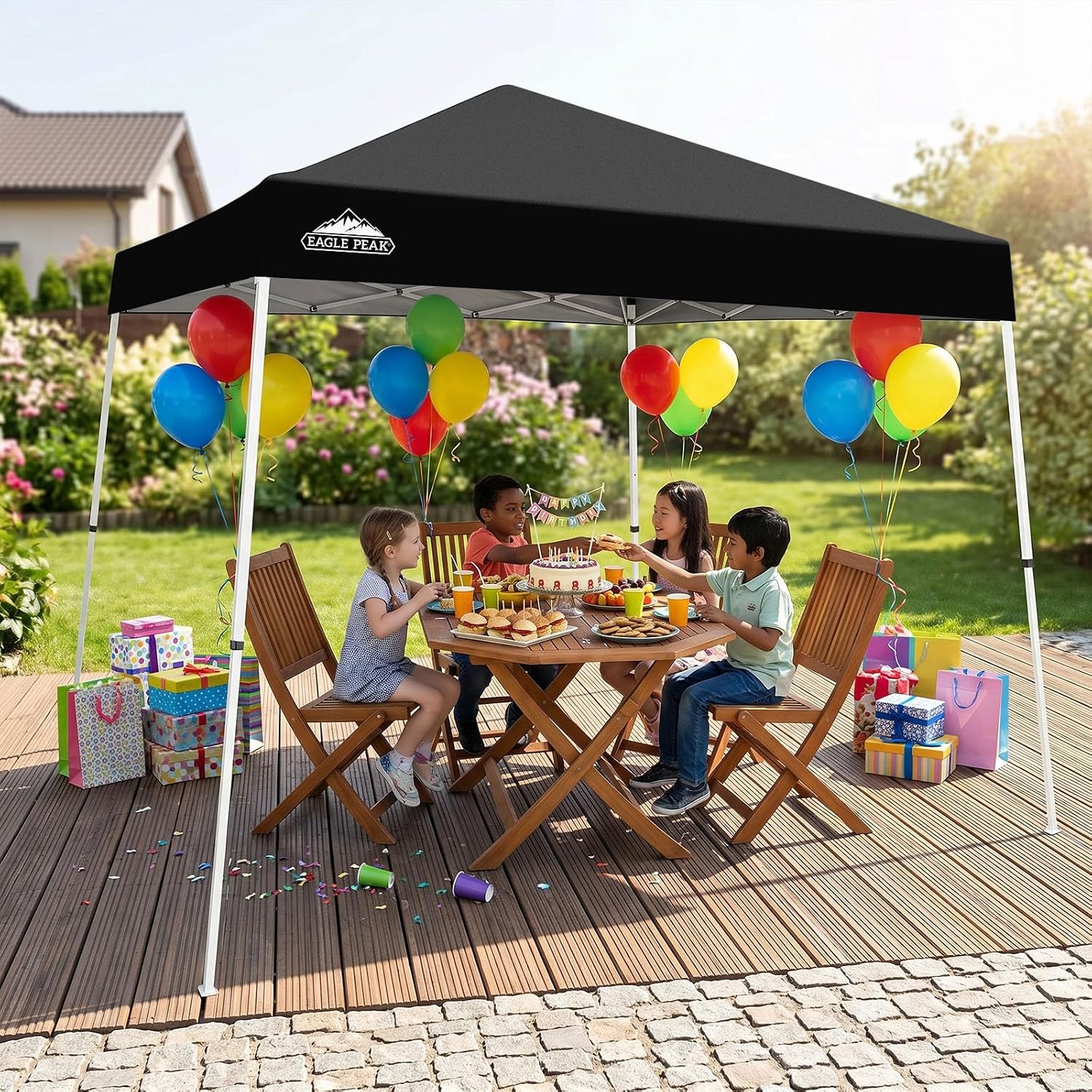 EAGLE PEAK 10x10 Slant Leg Pop Up Canopy Tent, Blue