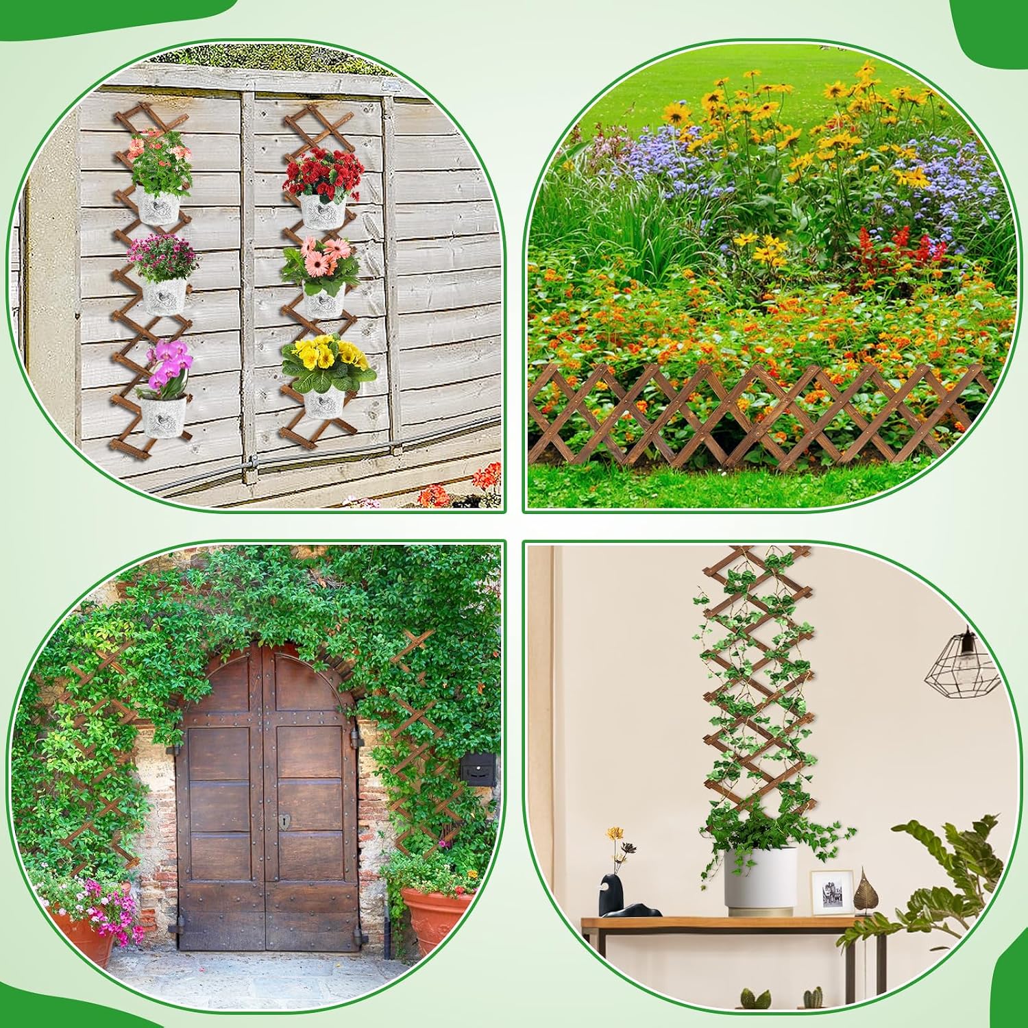2Pcs 13x78 Expandable Wood Wall Trellis for Climbing Plants Outdoor/Indoor