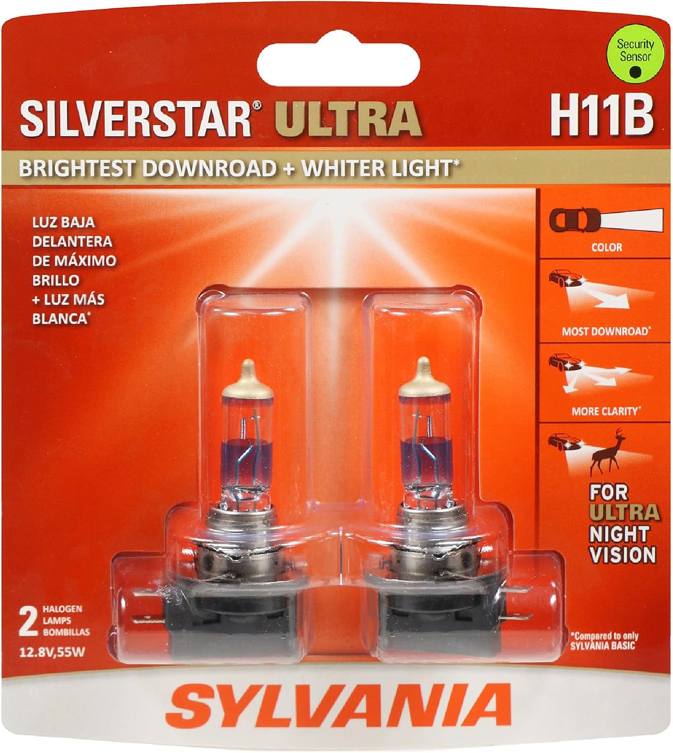 SYLVANIA - H11B SilverStar Ultra - High Performance Halogen Headlight Bulb, High Beam, Low Beam and Fog Replacement Bulb