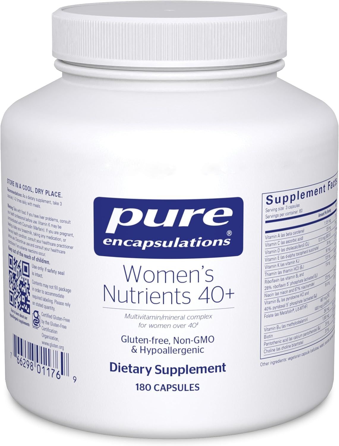 Pure Encapsulations Women's Nutrients 40+ - Multivitamin for Women Over 40 to Support Urinary Tract Health, Breast Cell Health & Eye Integrity* Vitamin C & E - Gluten-Free & Non-GMO - 180 Capsules
