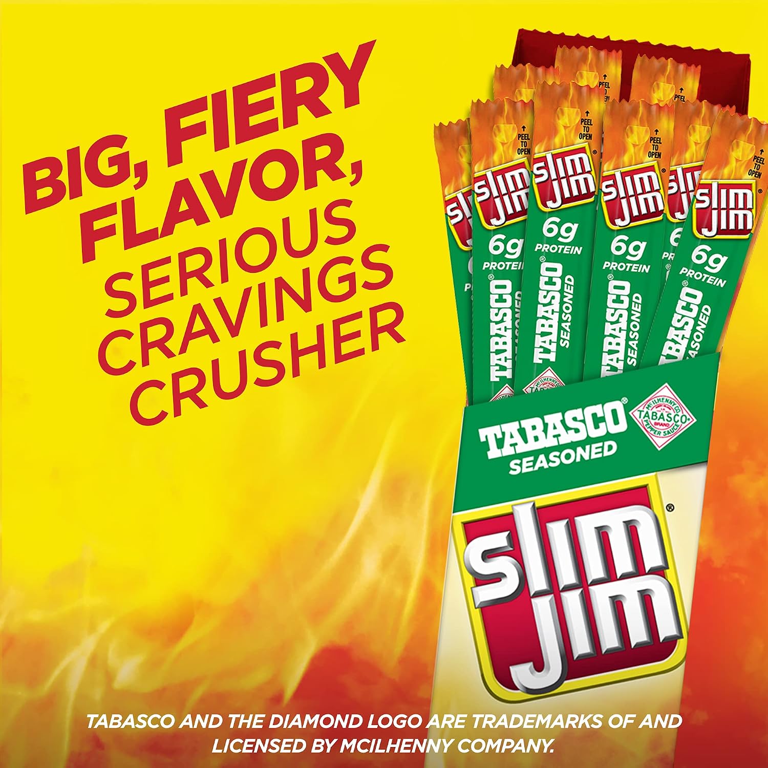 Slim Jim Giant Smoked Jerky Sticks, Tabasco Flavor, 0.97 oz., 24-ct