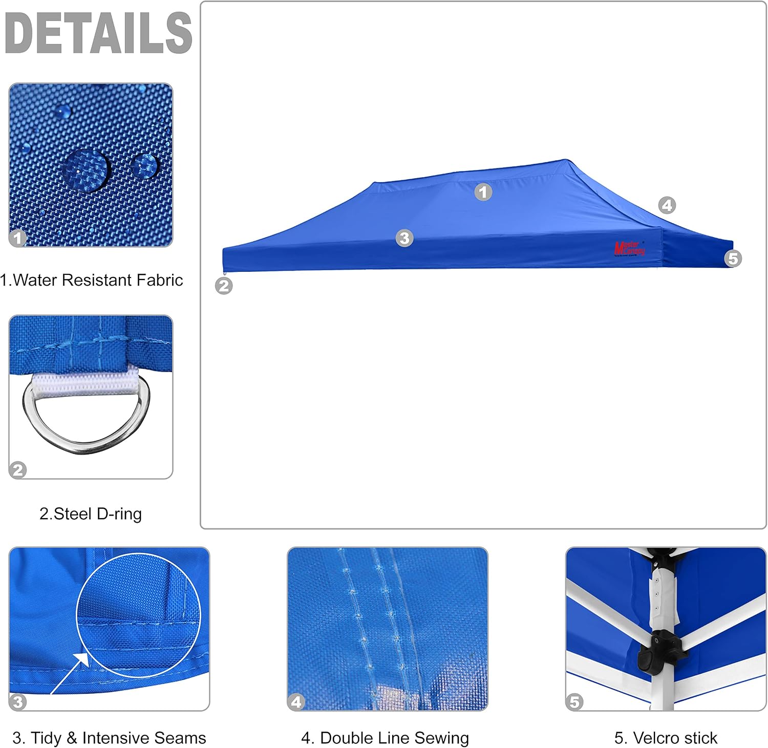 MASTERCANOPY 10x10 Replacement Pop Up Canopy Top for Kingkong Frame Gray