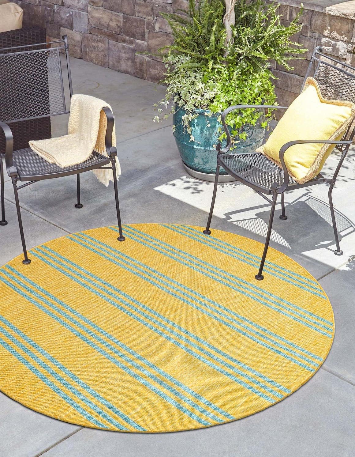 Unique Loom Outdoor Collection Area Rug - Anguilla (9' x 12' Rectangle, Blue/ Ivory)