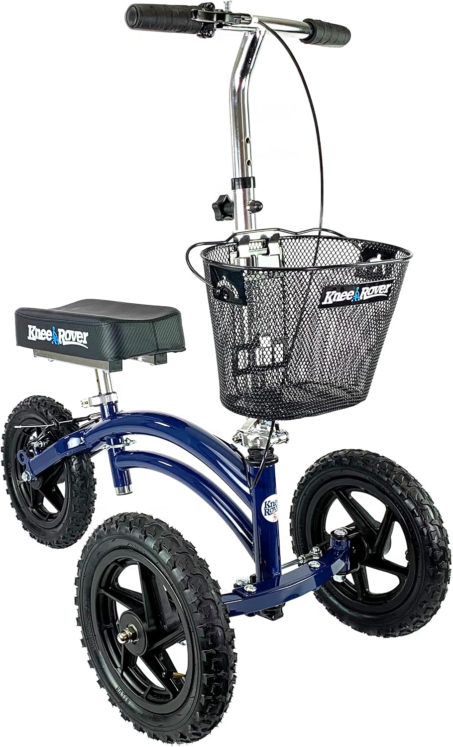 KneeRover Original Steerable All Terrain Knee Scooter – Heavy Duty Foldable Knee Walker & Mobility Aid for Adults with Adjustable Handlebar and Large Wheels (Blue) | For Adults for Foot Surgery, Heavy Duty Knee Walker for Broken Ankle Foot Injuries Recov…
