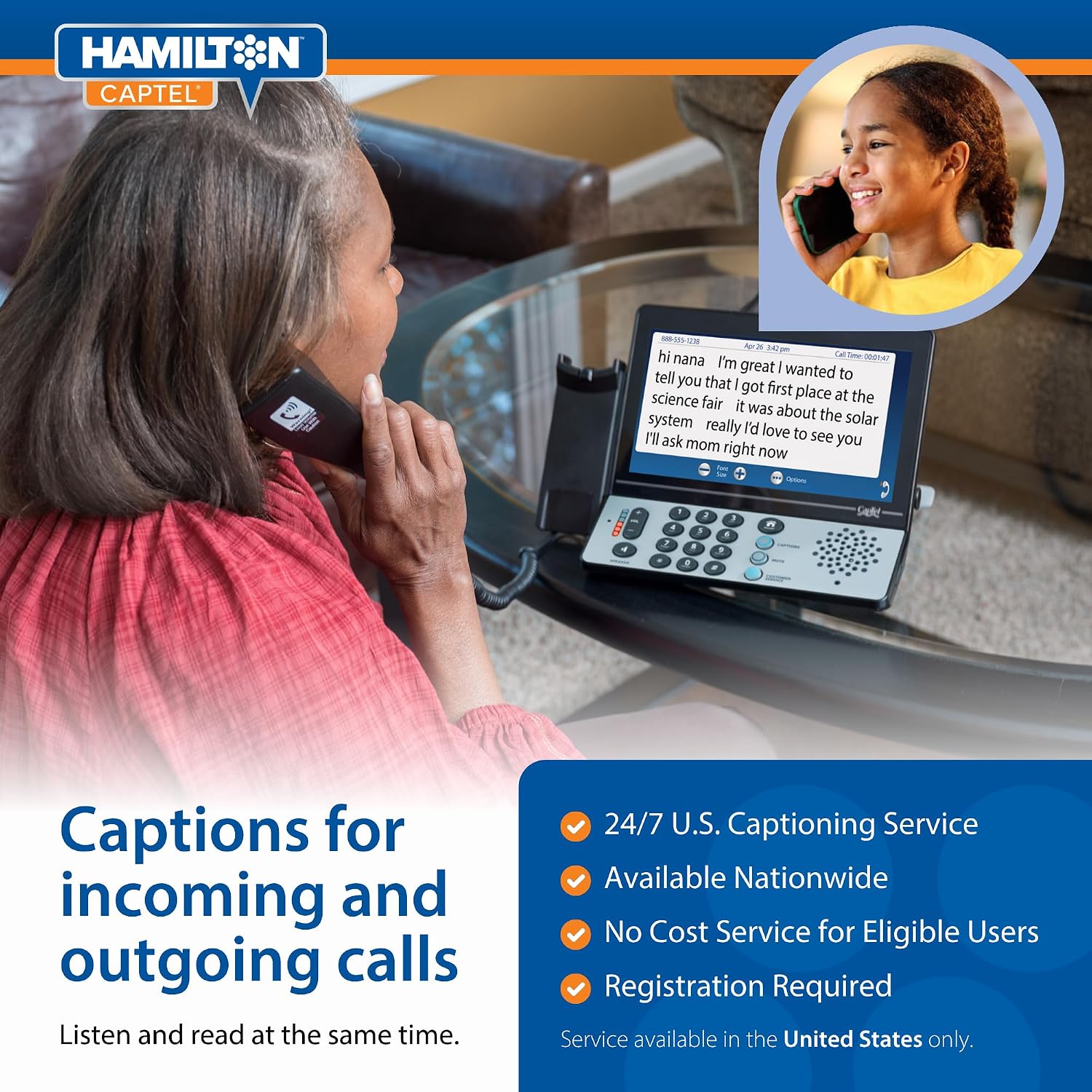 Hamilton CapTel 2400iSPNBT Large Touch Screen Captioned Telephone | Phone for Hard of Hearing with Answering Machine and Speakerphone
