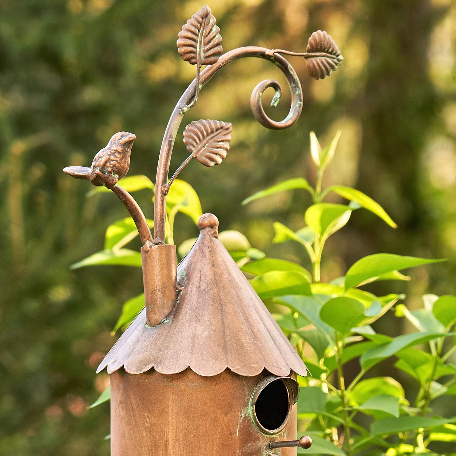 Copper Colored Multi-Birdhouse Stakes, Room for 2 Bird Families in Each (Farm Silos)
