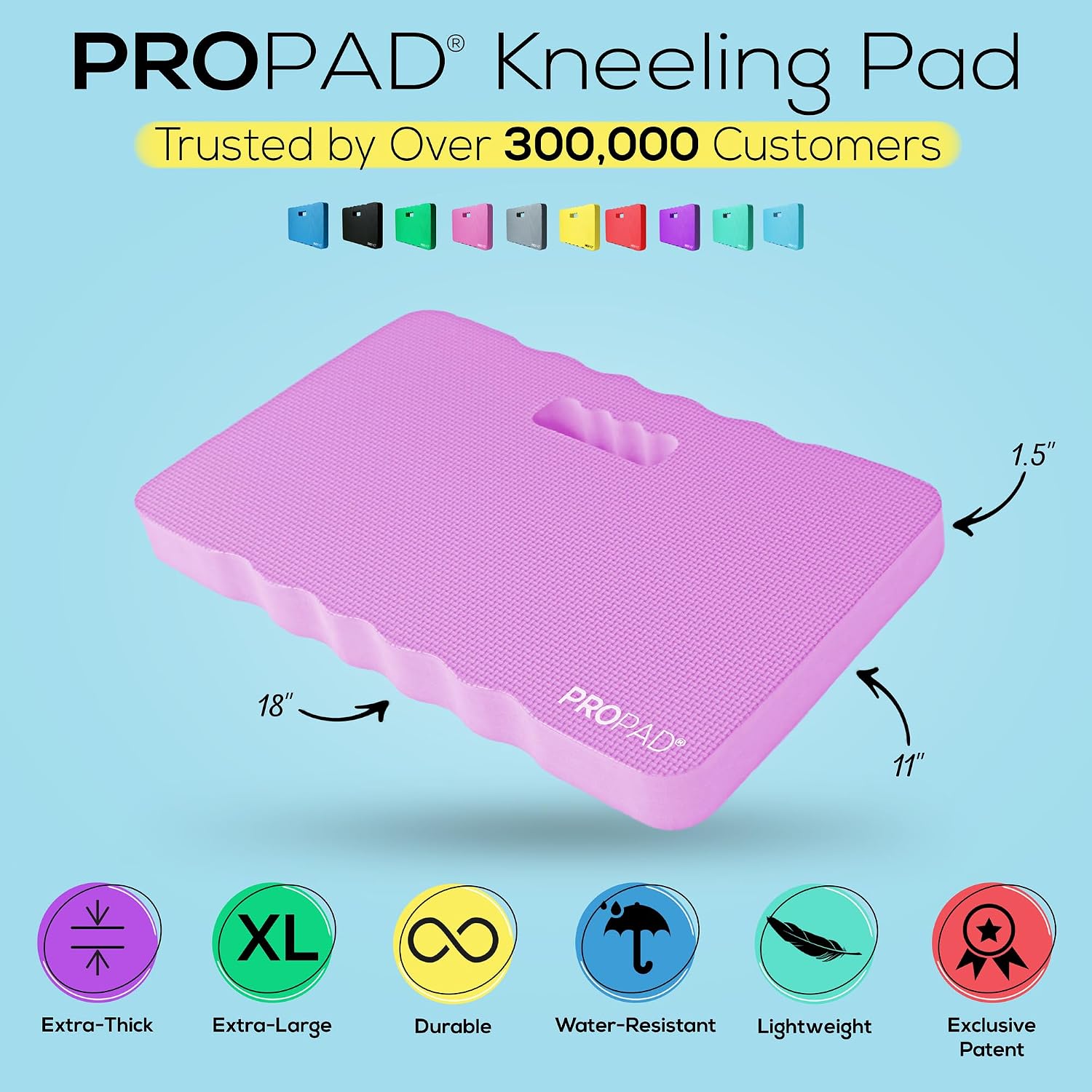 Thick Kneeling Pad, Garden Kneeler for Gardening, Bath Kneeler for Baby Bath, Kneeling Mat for Exercise & Yoga, Knee Pad for Work, Floor Foam Pad, Extra Large (XL) 18 x 11 x 1.5 Inches, Blue