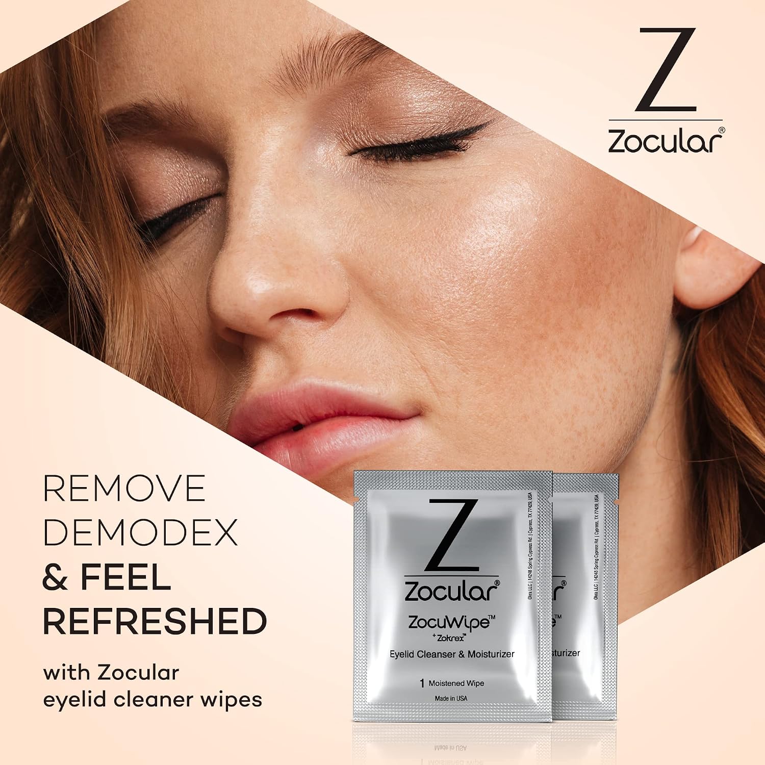 Zocular Zocuwipe Eyelid Wipes, Gentle Cleansing & Moisturizing, 30 Count | Okra-based Cleansing Formula, Eyelid Hygiene, Eyelid Comfort, Individually Wrapped, Rinse Free, Ophthalmologist-Developed