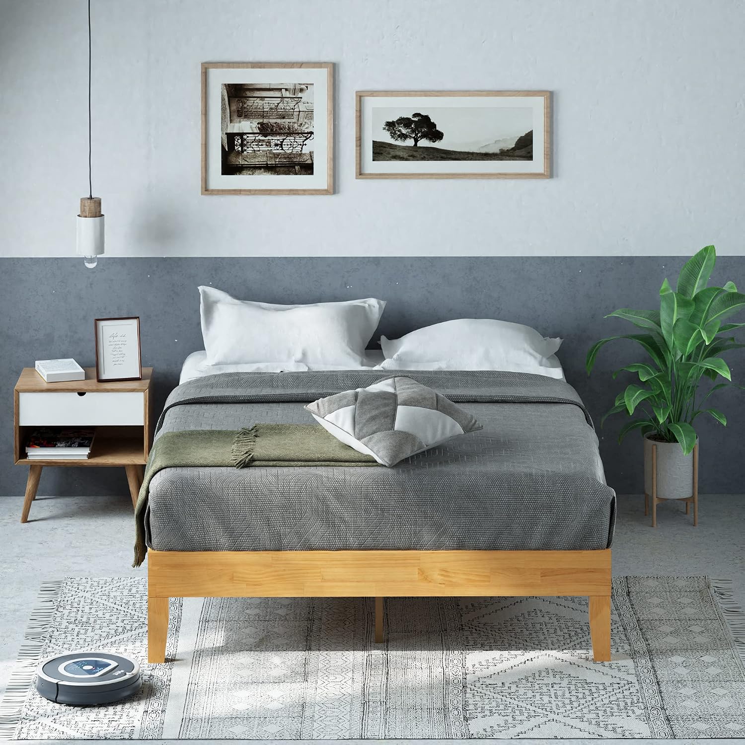ZINUS Vivek Deluxe Wood Platform Bed Frame with Headboard, Wood Slat Support, No Box Spring Needed, Easy Assembly, Queen | Slatted Headboard, Wood Slat Support, No Box Spring Needed, Contemporary Design, Easy Assembly