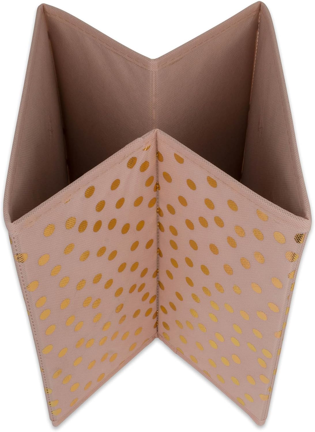 DII Woven Polyester Storage Bin, Polka Dot, White & Gold, Large Set of 2
