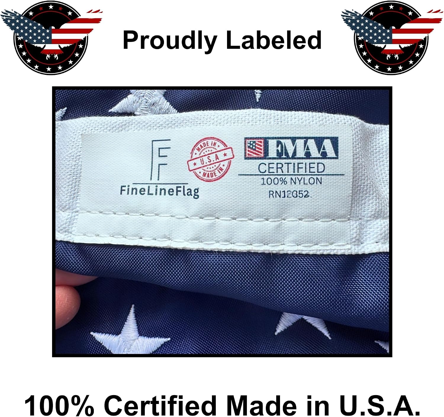 4x6 ft Heavy-Duty American Flag – 100% Made in USA, FMAA Certified – UV-Resistant 210D Outdoor Nylon with Embroidered Stars, Sewn Stripes, Brass Grommets, Reinforced Fly End for 20–25 ft Poles