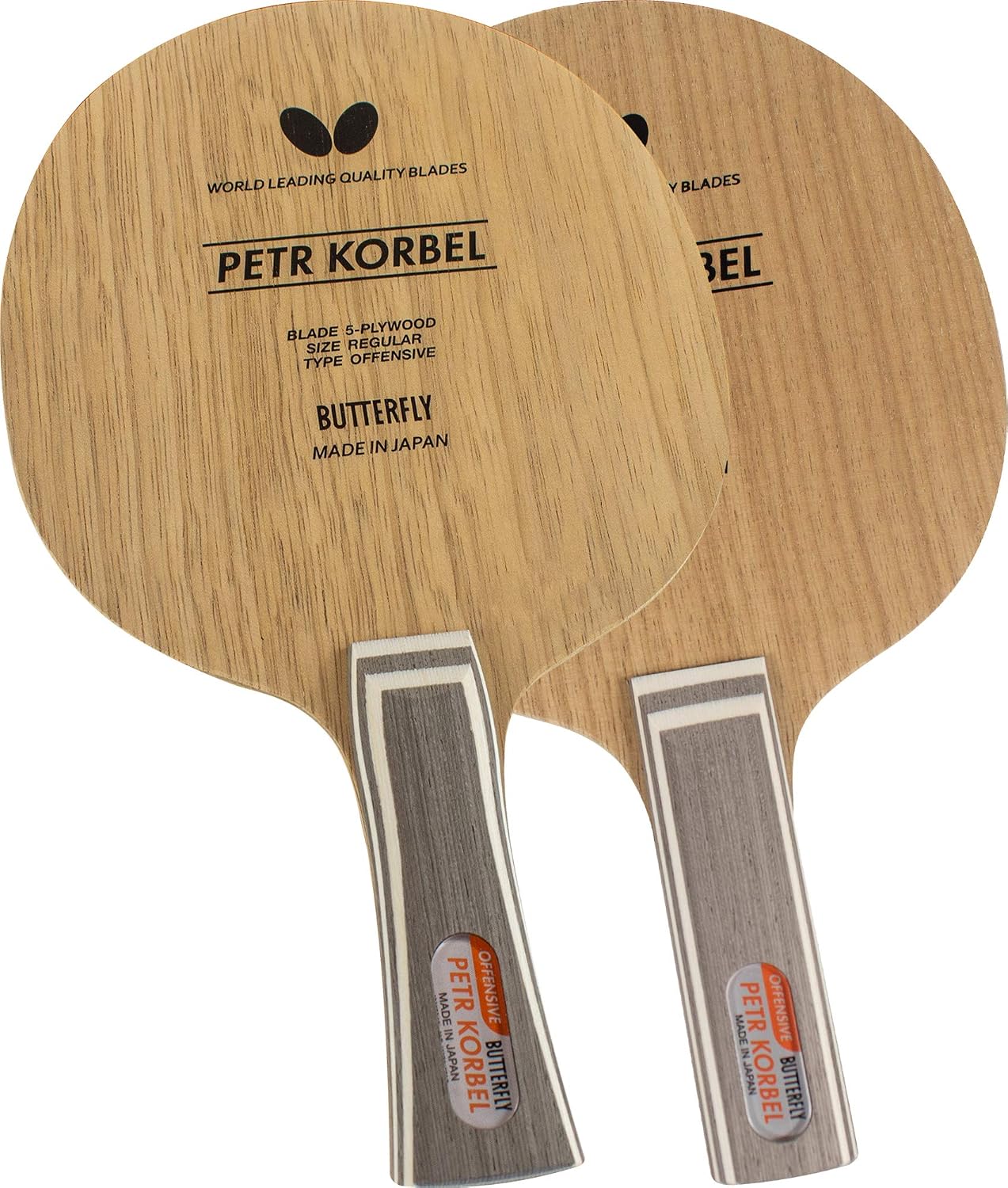 Butterfly Petr Korbel Table Tennis Blade - 5-ply All-Wood Blade - Professional Butterfly Table Tennis Blade - Available in FL and ST Shakehand Handle Styles - Made in Japan