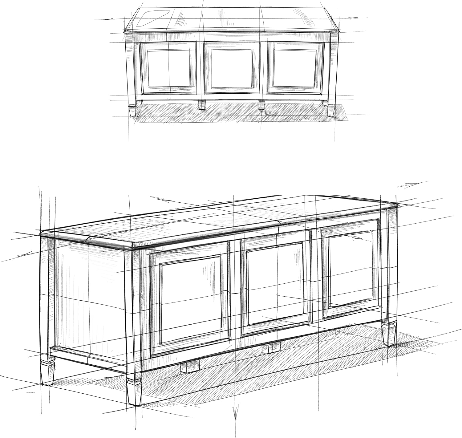 SIMPLIHOME Harvey 47" Wide Solid Mango Wood Bench in Natural | Traditional entryway bench in dark chestnut brown with a lift-up lid and 3 hidden compartments; shoe or hallway bench.