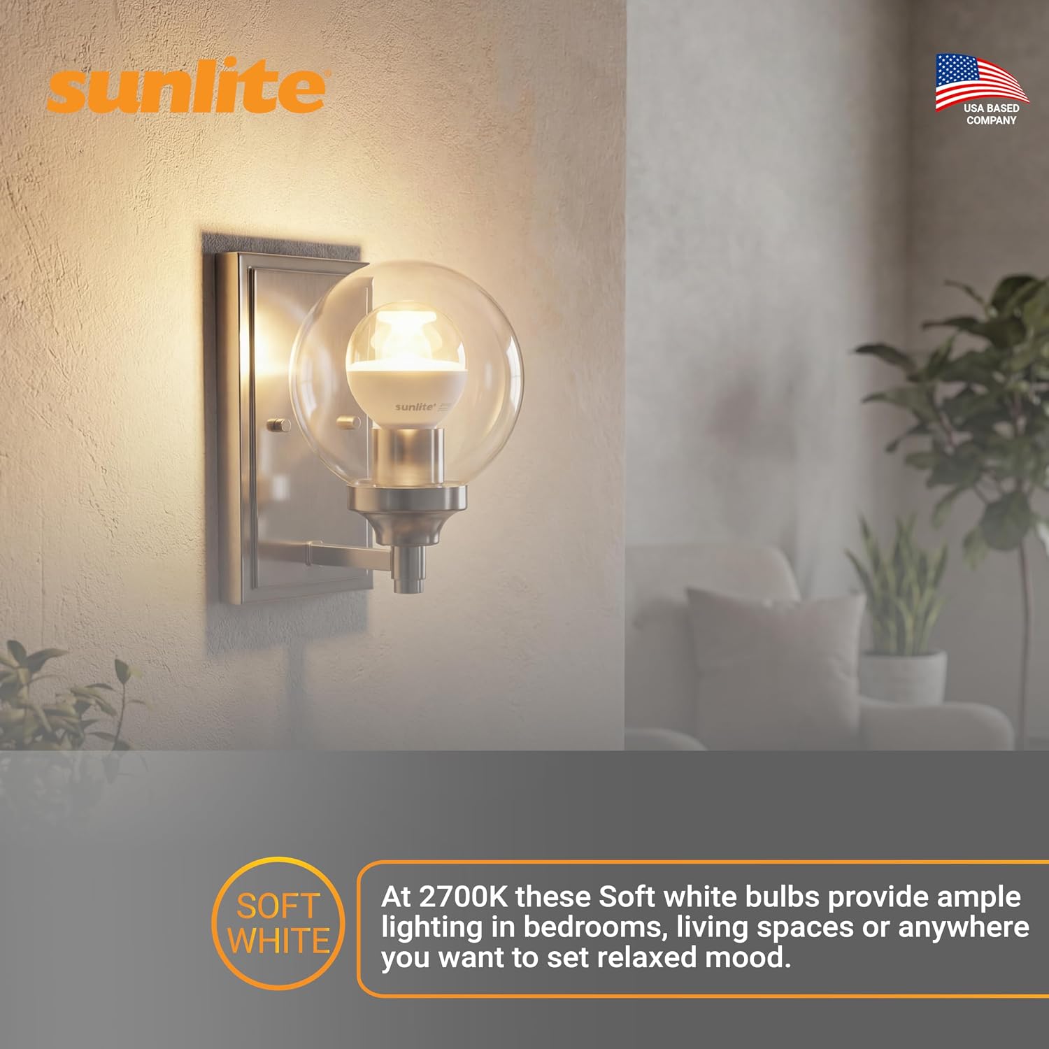 Sunlite G16.5 Light Bulb LED, 5W (40W Equiv.), 350 Lumens, Dimmable, Type G Globe Shape E12 Candelabra Base, Short Bulbs, Vanity Mirror Bulbs, 2700K Soft White, Frosted, 6 Count
