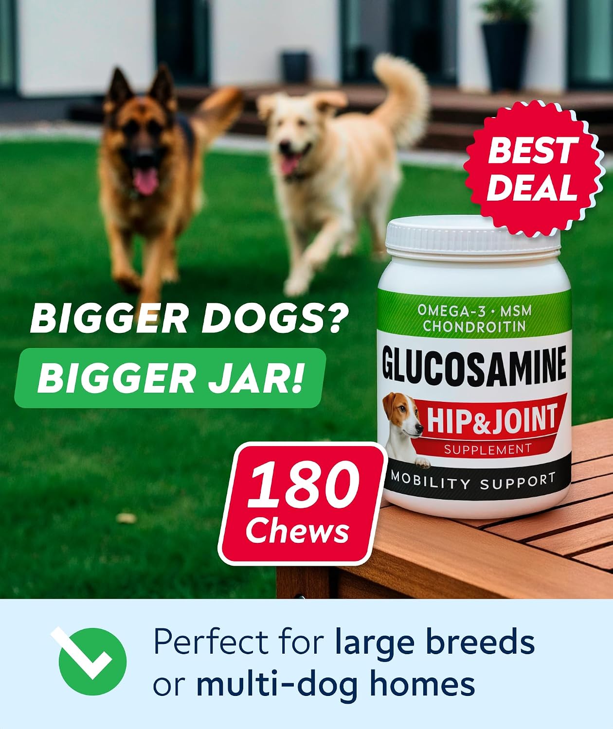 Advanced Glucosamine for Dogs, Chondroitin & MSM Hip Joint Supplement Chews