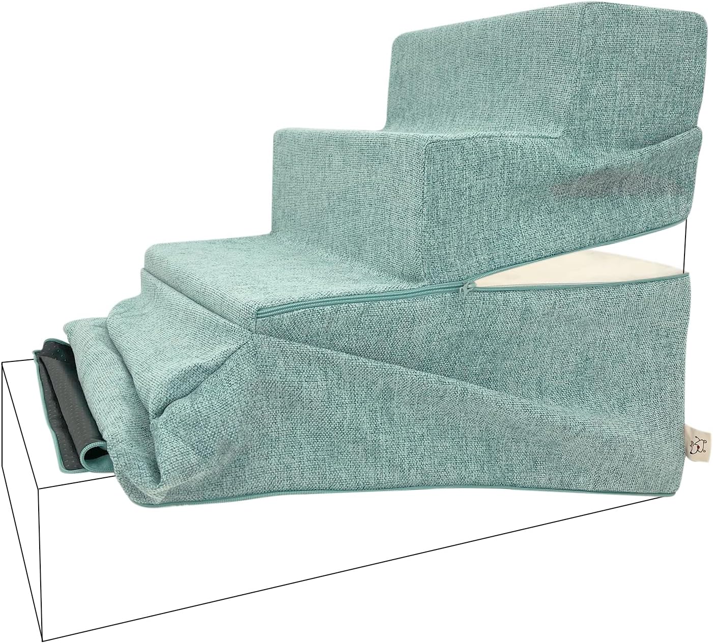 Best Pet Supplies Non-Slip Foam Dog Stair & Pet Ramp, Balanced Indoor Step Support - Foldable Stair, Ash Gray Linen,3-Step