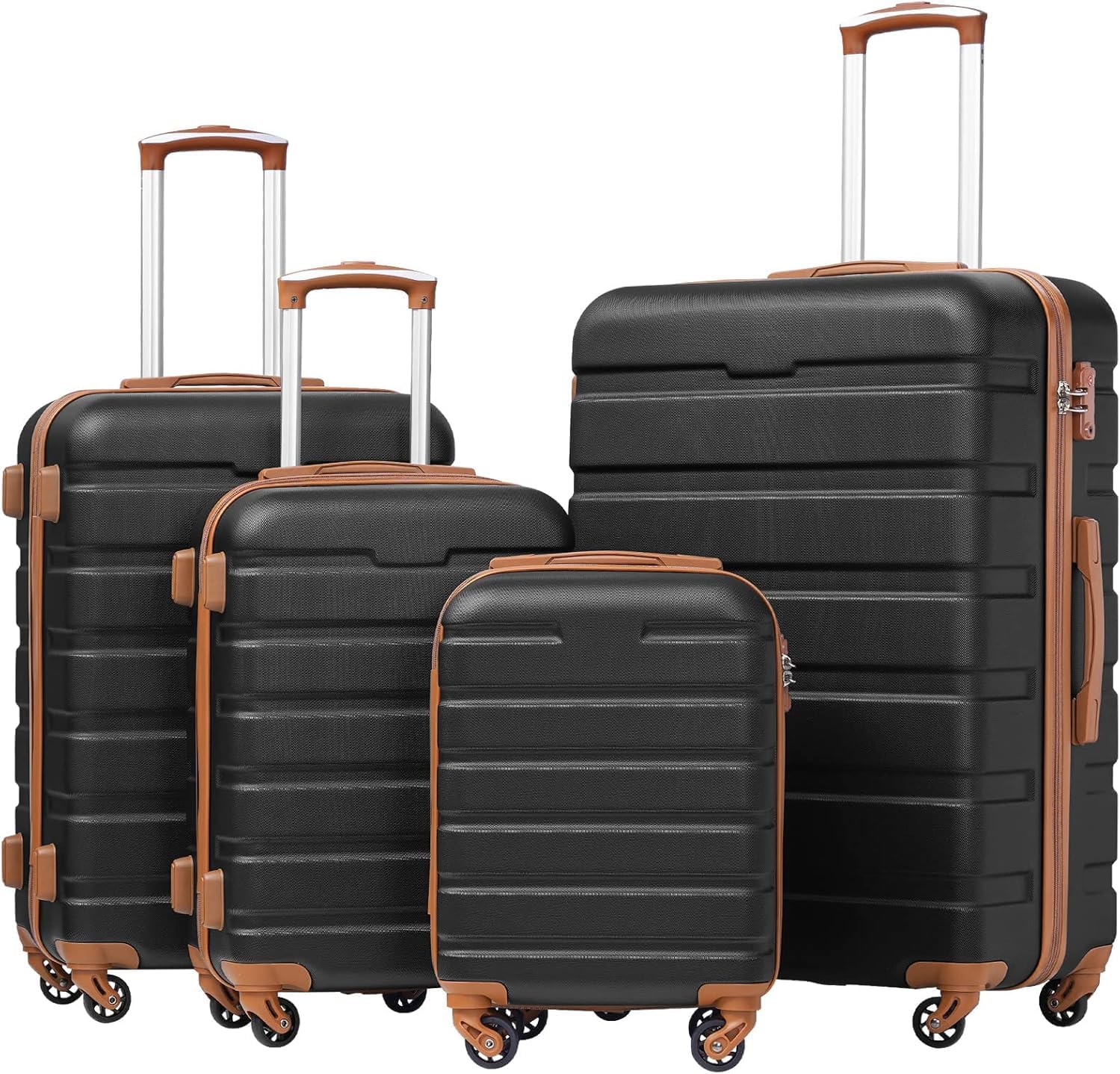Coolife Luggage Set, Lightweight Durable Hardshell, 4 piece, Sakura Pink | suitcase set with 360° Spinner Wheels, TSA-approved Lock, Checked Family Travel, 16/20/24/28 Inch