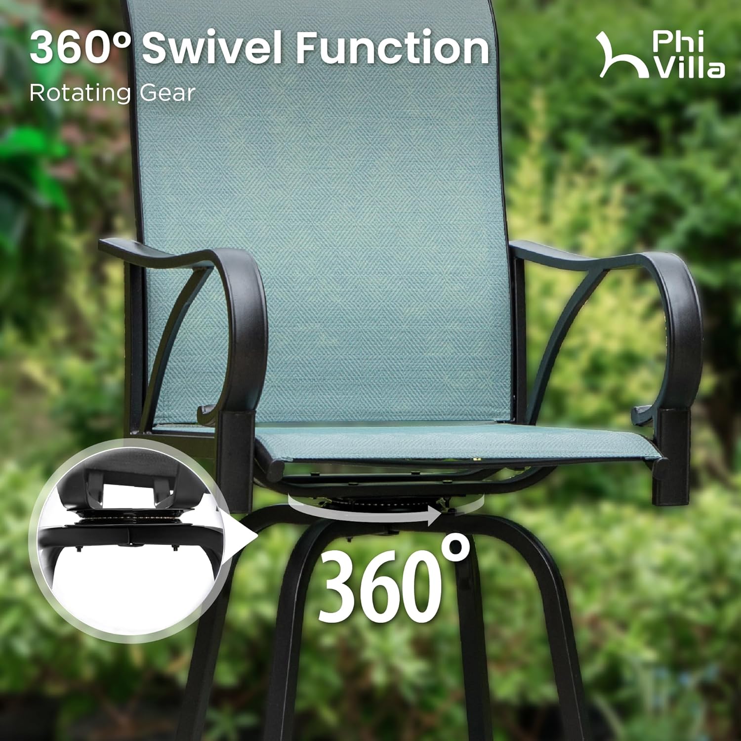 PHI VILLA Bar Height Patio Table and Chairs Set for 2