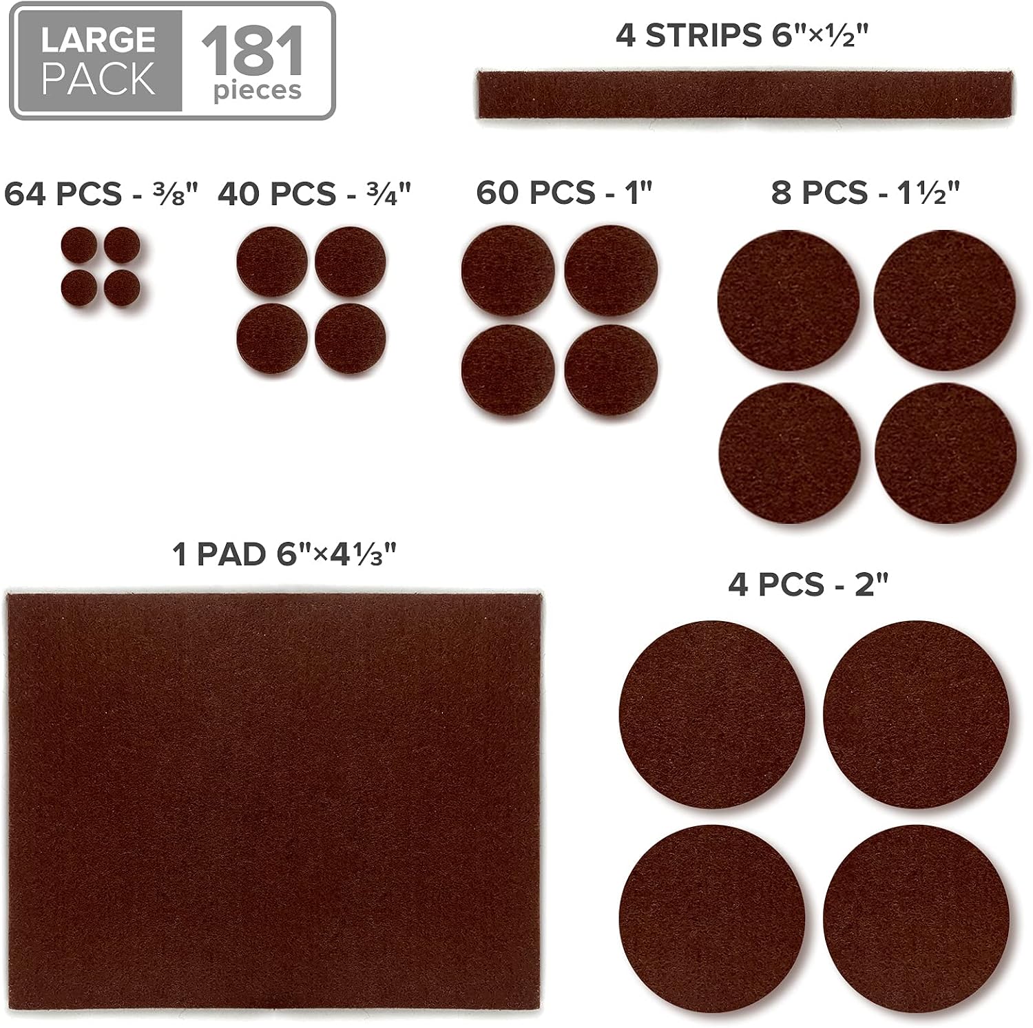 Felt Furniture Pads X-PROTECTOR 133 PCS Premium Furniture Pads - Felt Pads | Furniture Feet Wood Floor Protectors - Protect Your Hardwood & Laminate Flooring! Brown and Beige