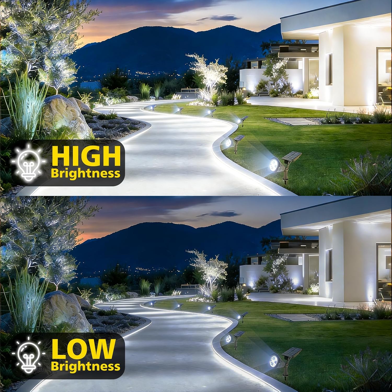 T-SUN Color Changing Solar Spot Lights Outdoor Waterproof, 7 LEDs, 2 Pack | 7 Color Changing Modes, IP65 Waterproof Dusk to Dawn Solar Uplights for Tree, Patio, Yard, Garden, Driveway, Pool Area