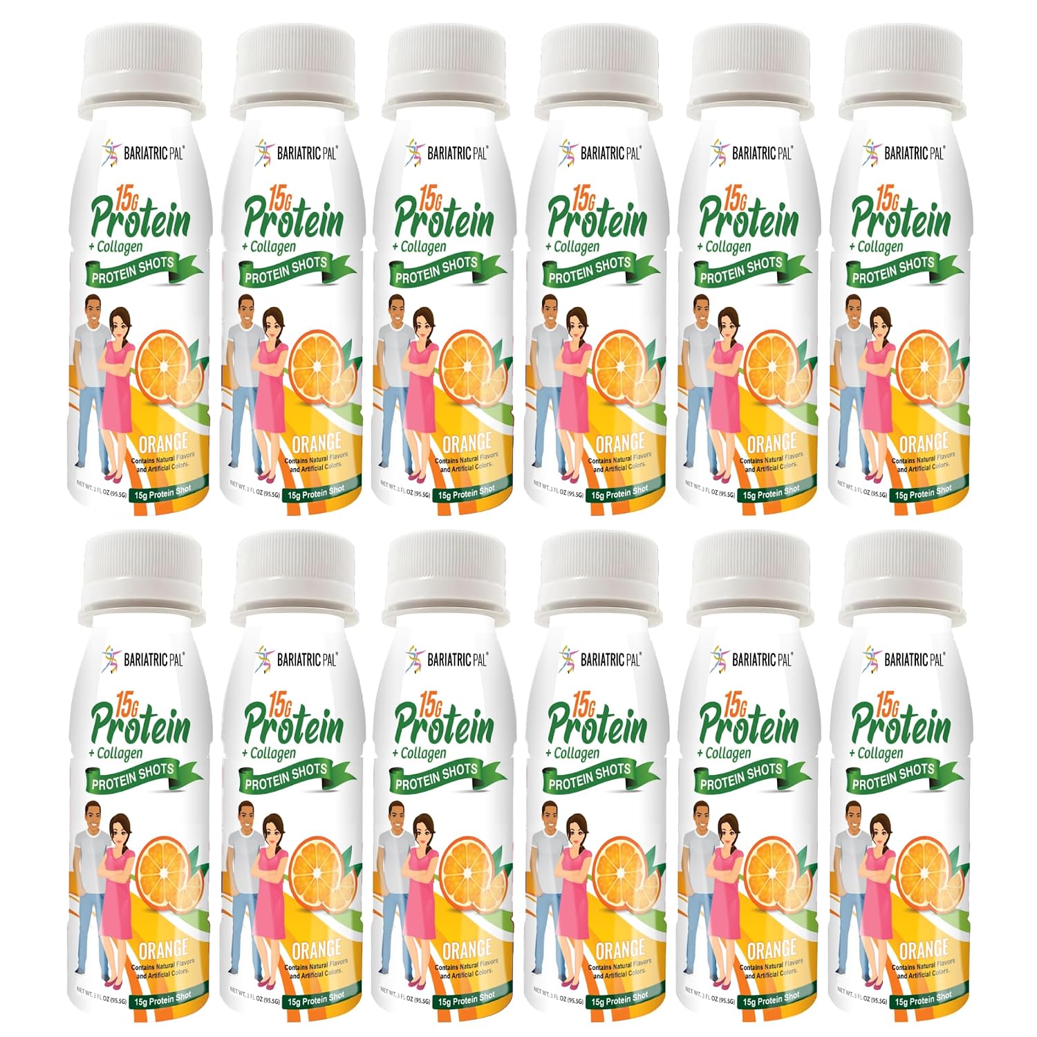 BariatricPal 15g Ready-to-Drink Whey Protein & Collagen Shots - Orange (12 Bottles)