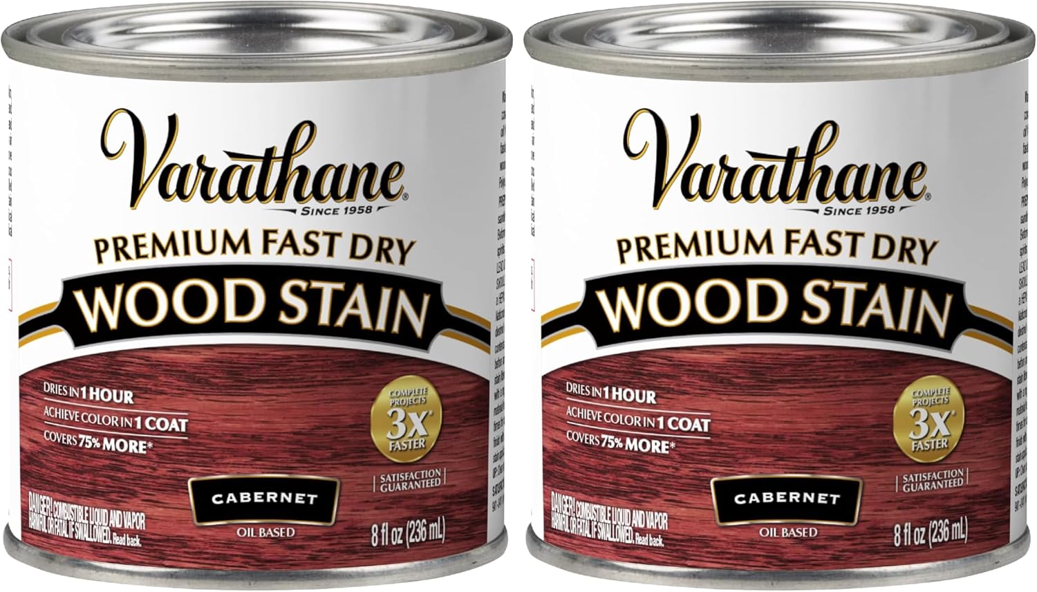 Varathane Premium Fast Dry Weathered Gray Wood Stain | Oil-Based, 1 Coat Color, 1 Hour Dry Time, Interior Wood Stain, Furniture, Cabinets, Doors, Covers Up to 275 Sq Ft, Quart