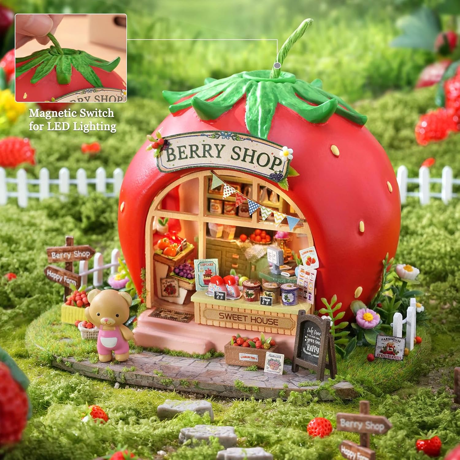 DIY Miniature Dollhouse Kit with Furniture Plus Dust Proof | 1:24 Scale Creative Room Mini Wooden Doll House Accessories for Kids Teens Adults Aged 14+(Beach Cottage)