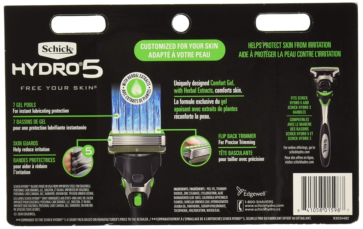 Schick Hydro 5 Mens Sensitive Razor Blade Refills 12 Count - Unboxed