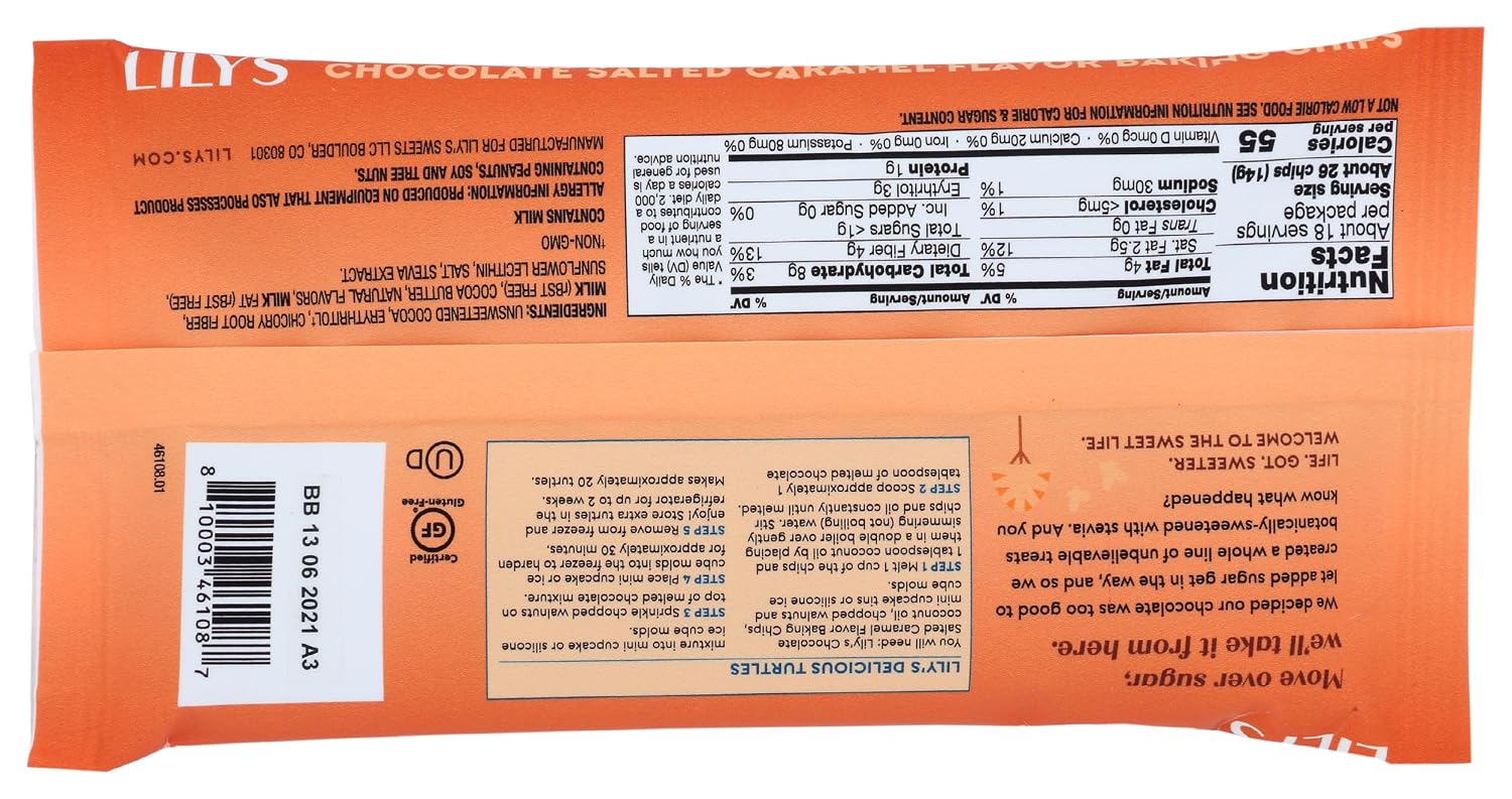 Lily's Sweets, 32% Cocoa Chocolate Salted Caramel Flavor Baking Chips, 9 Ounce