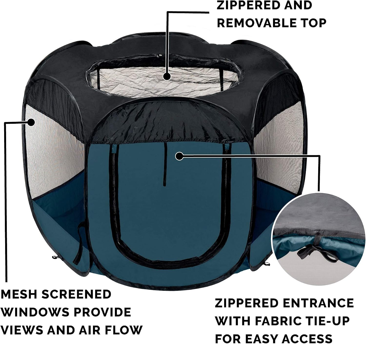 Furhaven Portable Dog Playpen Cat Tent, Pet playground,Kennel foldable indoor outdoor zippered puppy crate - Hunter Green, Medium