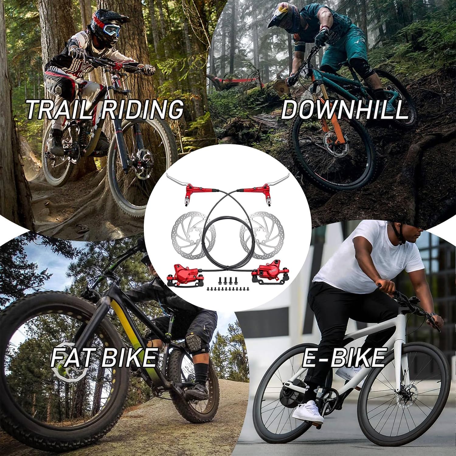 TOBWOLF MTB Cable Disc Brake Kit, Front Rear Calipers with 160mm Rotors