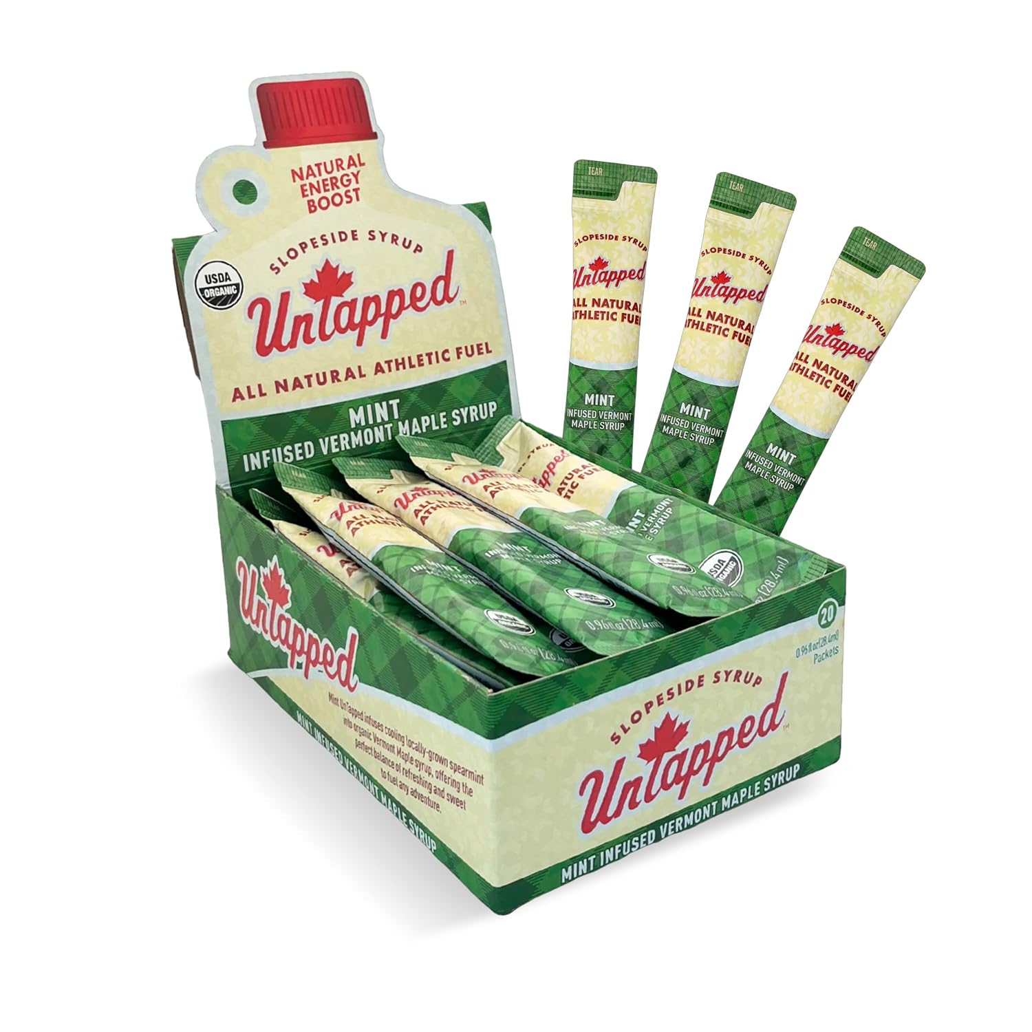 UnTapped Vermont Maple Syrup Packets for Athletes, Box of 20-0.96 Fl Oz | Organic Pure Maple Syrup for Natural Endurance Energy | Fuel to Keep You Running Longer